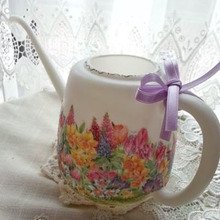 100均デコパージュ★フラワージョーロ