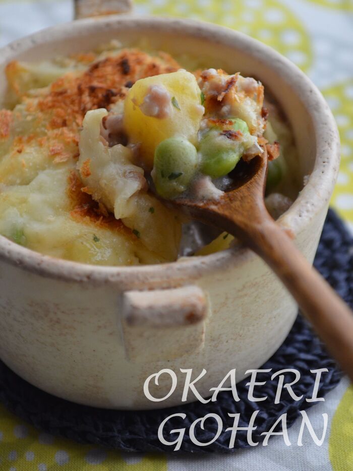 コロコロが可愛い~♡ポテトと挽肉の豆乳ミニグラタン