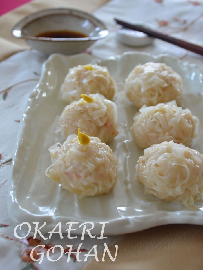 はんぺんとカニカマで味付け簡単！ヘルシー豆腐シュウマイ