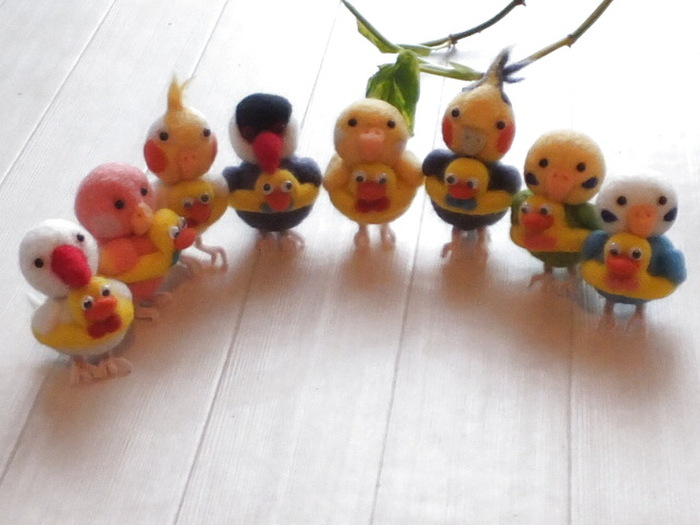 羊毛フェルト 鳥さんたちの夏休み♪