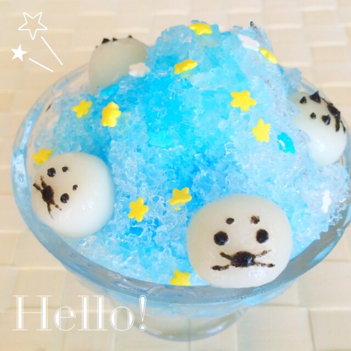 *とっても可愛い!白玉アザラシのカキ氷*