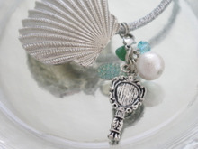 貝殻×スワロフスキーのキラキラヘアゴム