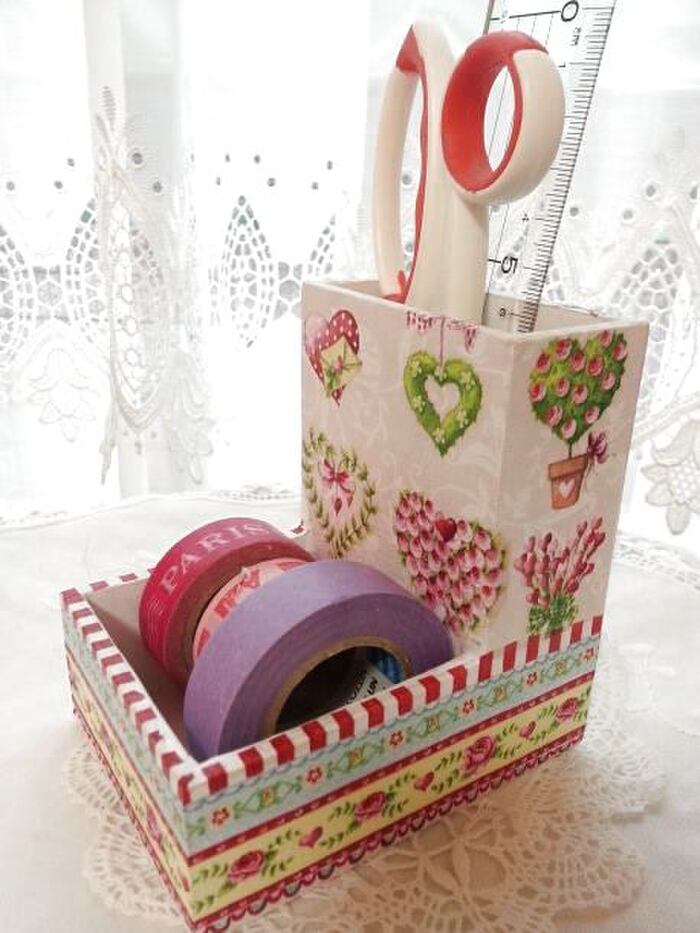 100均デコパージュ★マスキングテープ入れ