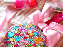 100均の手鏡にデコ!今流行りの楽屋ミラー♪子供用キラキラバージョン☆