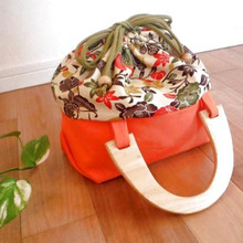 着物リメイクで巾着バッグをハンドメイド