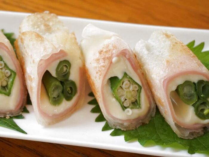 餃子の皮でチーズ&ハム巻き巻き