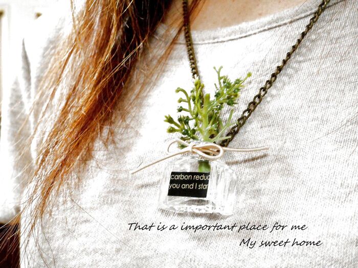 フェイクグリーンでペンダント ♪