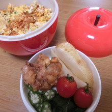 ギョウザの残りの具を使って☆たまご丼お弁当