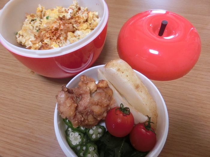ギョウザの残りの具を使って☆たまご丼お弁当