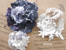 レースとリネンで作る♪清楚なコサージュ