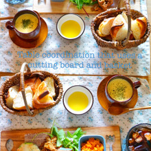 100円〜300円で買える秋の水色×茶色テーブルコーデでおうちカフェ♪