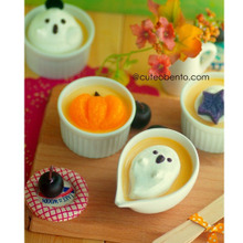 みかんの缶詰ジャコランタンとお化けクリームのハロウィンプリン