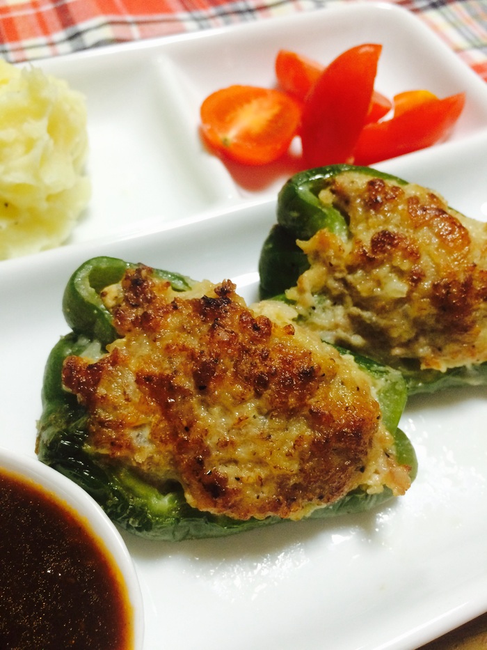 レンジでチン‼︎簡単ピーマンの肉詰め