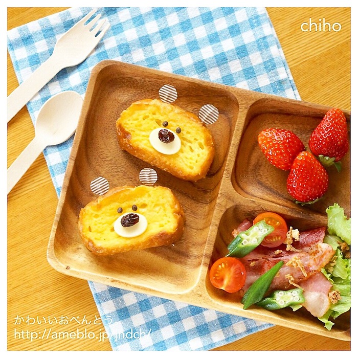 フレンチトーストくまさんのランチプレート♡
