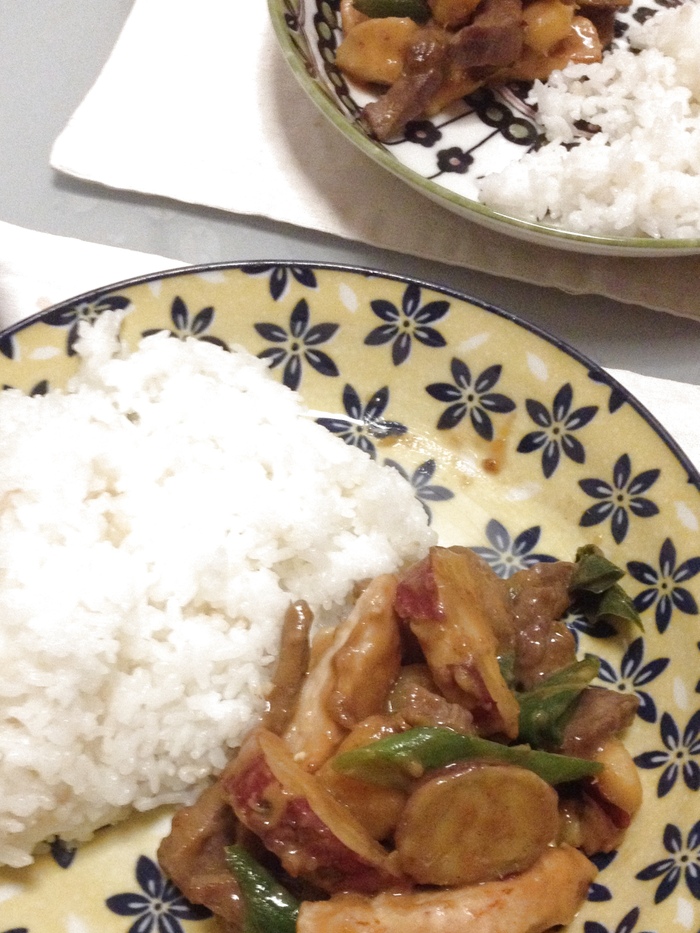 お財布にやさしい・簡単(^^♪ サツマイモ入り牛タン焼き肉