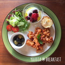 お弁当いれた残りものでワンプレートbreakfast