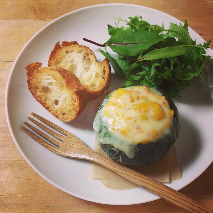 ハロウィンだけじゃもったいない⁉︎ダブルチーズの南瓜グラタン♪