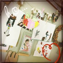 麻ヒモ使って絵や写真を飾り付け♥