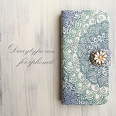 【手帳型】ロータス柄ハンドメイドスマホケース★(iPhone6&6s対応)