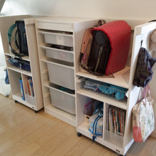 床置きランドセルよ!さようなら・・・(*^_^*)お気に入りの手作りランドセルラック