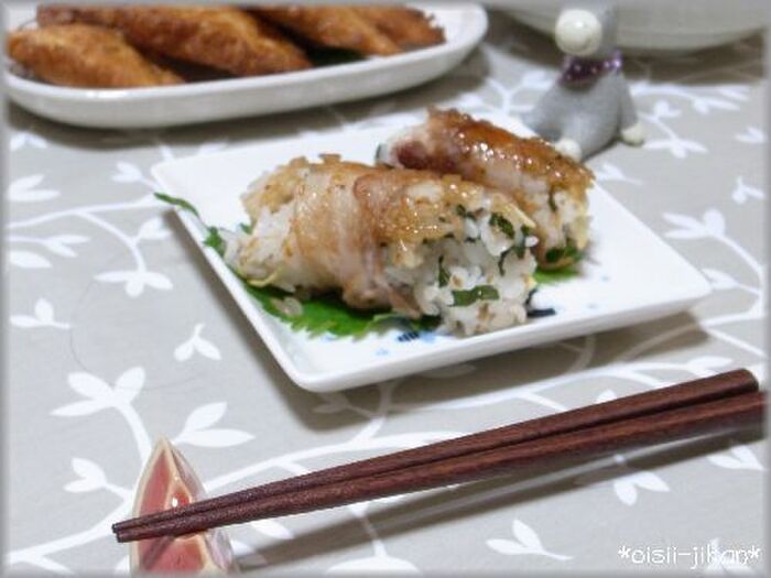 生姜と大葉の肉巻きおにぎり