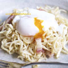 切り干し大根のガーリック炒め 温泉卵のせ