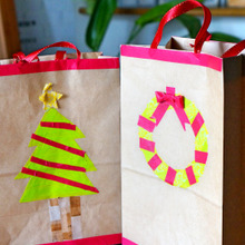 100均クラフトバックにマステデコ!お子さんと作れるクリスマスラッピングバック!