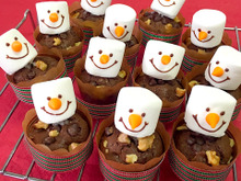 濃厚!雪だるまのチョコナッツカップケーキ
