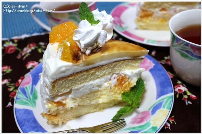 オレンジのプリンケーキ
