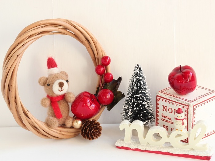 100均材料と羊毛フェルト de ミニリース☆