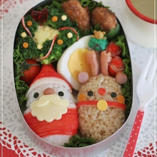 俵おにぎりで作るサンタさん&トナカイさんのキャラ弁*作り方