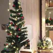 100均で購入のクリスマスツリー。節約しながら、楽しんでいます。