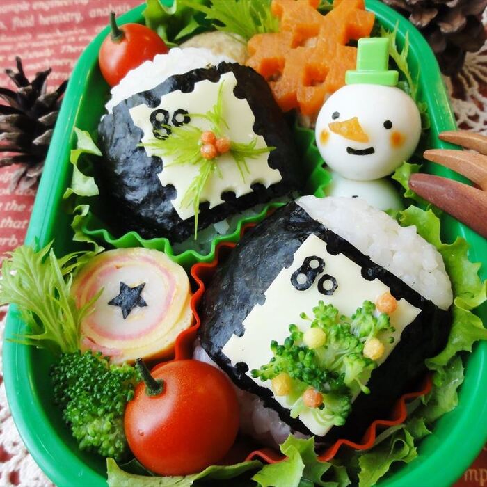 クリスマス切手風✳俵おにぎり弁当✳