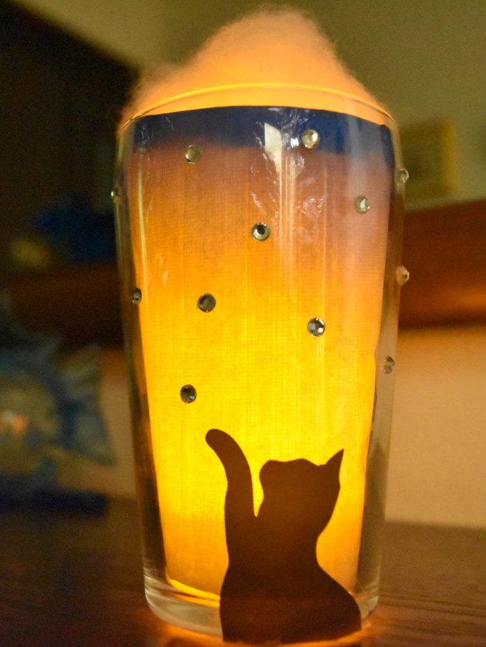 100均グッズで雪と猫のライトをDIY^ ^