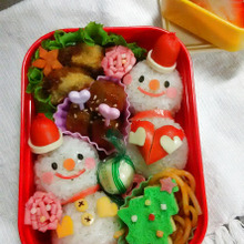 雪だるまサンタのクリスマス弁当♪