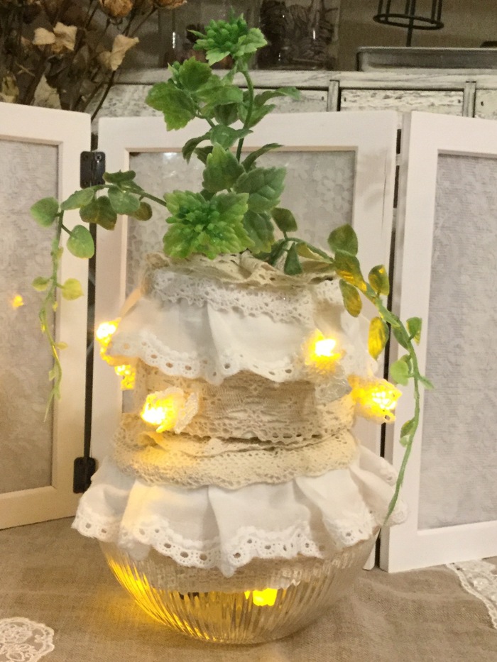 100均レースとトイレットペーパー芯で作る♪デコレーションケーキ☆インテリアライト♡