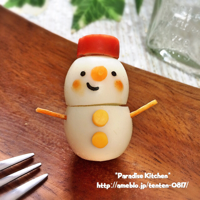 簡単♪クリスマスにうずら雪だるまくん♡