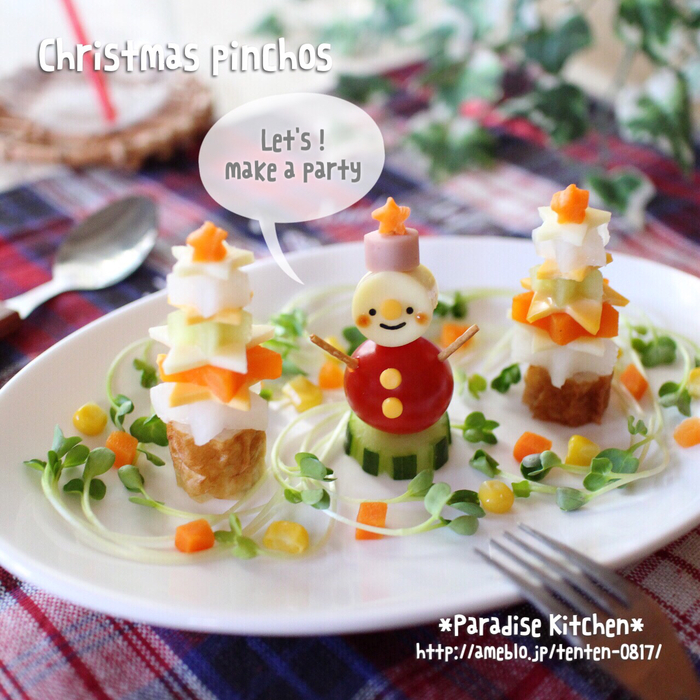 パーティにも♡簡単♪クリスマスデコピンチョス