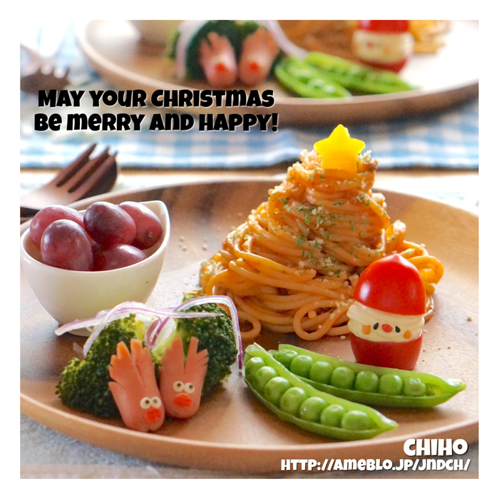 簡単クリスマスキャラ3種盛り♪クリスマスなプレートランチ♡