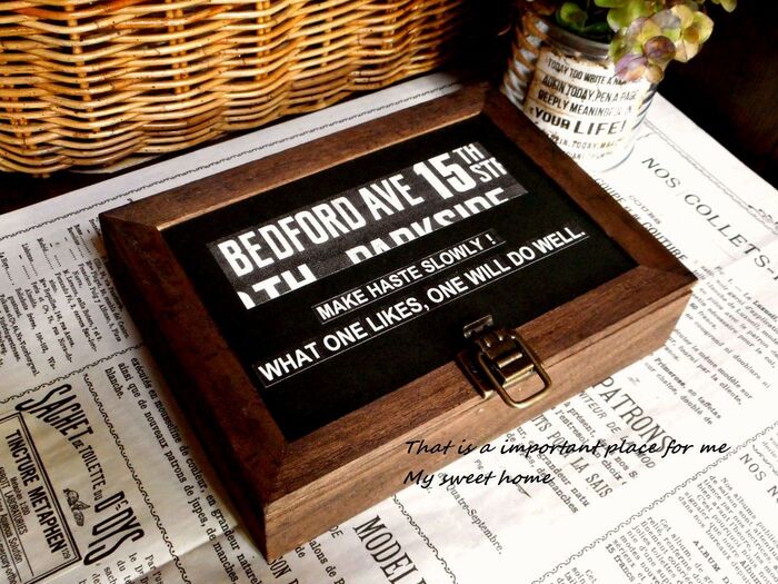 セリア木箱で、ウェットティッシュケース ♪