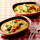 魚焼きグリルで簡単! カブとえびの豆乳グラタン