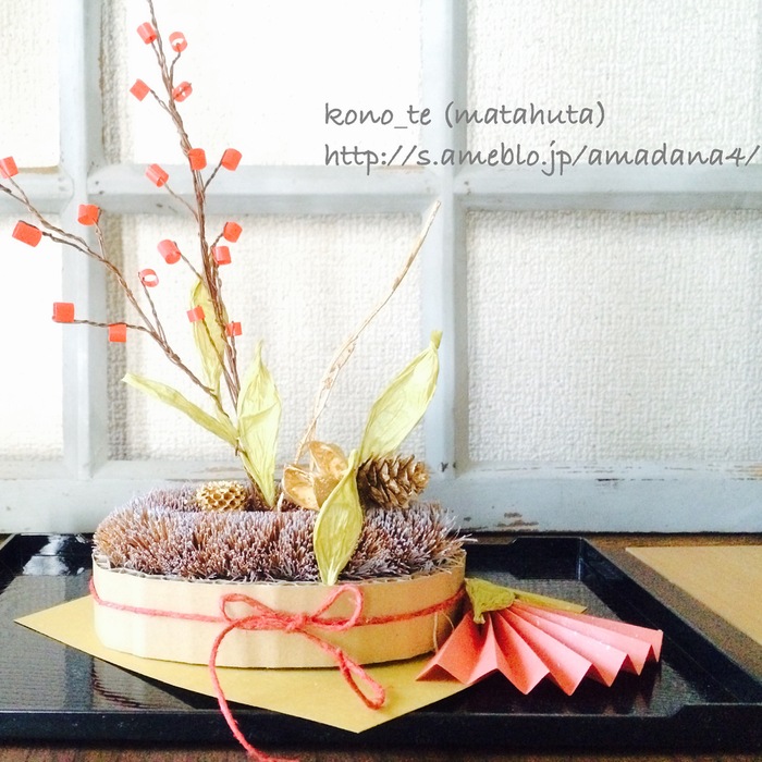 セリアグッズで作るお正月飾り(置き型)