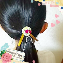 ダイソーのくるみボタン☆リバティ生地とリボンで手作りヘアゴム