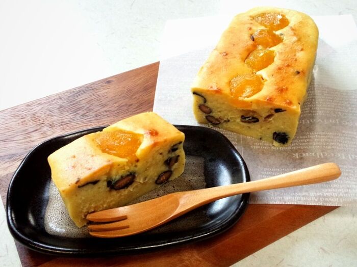 お正月の残り物リメイク♪黒豆&栗きんとんのもっち餅ケーキ