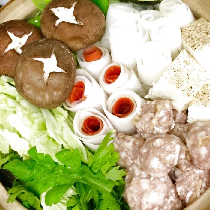 我が家のおもてなし旨鍋♪蓮根&ゴボウ鶏団子のくるくる大根♪を手作りの柚子塩昆布ポン酢ダレで♡