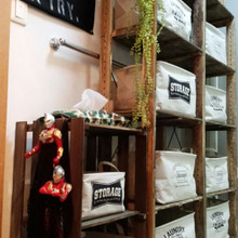 生活感あるものは隠そう!木製ラック✖ダイソーストレージボックス相性抜群