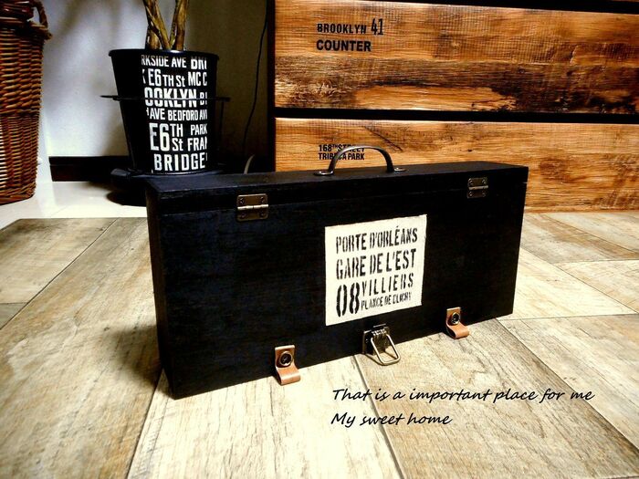 空き箱でツールBOX風トランクをリメイク ♪