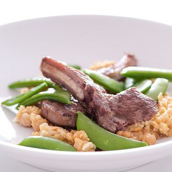 ひよこ豆とエンドウ豆のラムヒレカツ