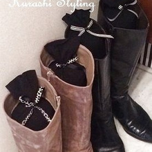 タイツとリボンで縫わない簡単ブーツキーパー☆