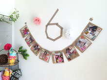 お誕生日会に!子どもの写真をコラージュしたガーランド